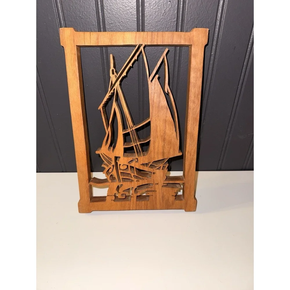 Laser Wood Cut Sail Boat